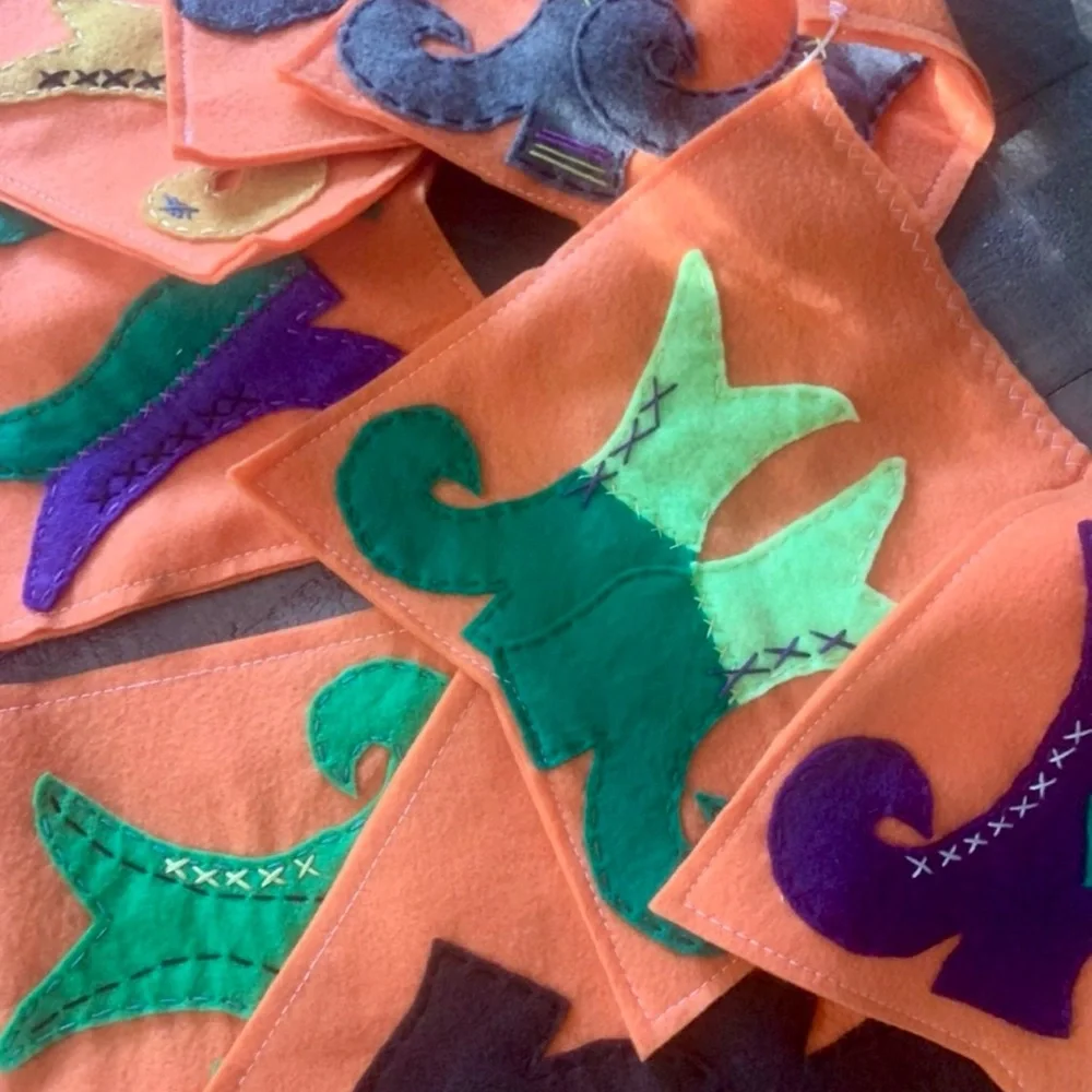 Halloween witches boots felt banner / Halloween decor